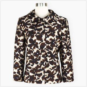 Talbots Animal Print Silk Wool Blazer Suit Jacket 3/4 Sleeves Lined Career 8P